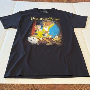 Disney Beauty‎ and the Beast Unisex Size Medium Black Short Sleeve Shirt *FLAW*